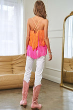 Load image into Gallery viewer, Fringe Overlay Cross Straps Party Cami Top
