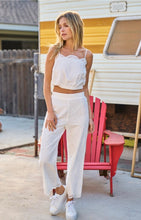 Load image into Gallery viewer, Eyelet top and wide leg pants set
